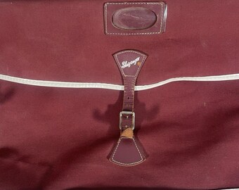 Vintage Slazenger Tennis Racket Bag Burgundy Canvas Leather Trim Sports Holdall