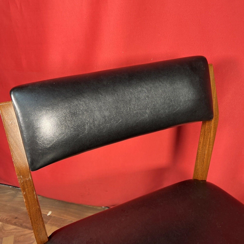 Foster Sons Alfred Cox Teak Black Vinyl Dining Chair Retro Mid foster-sons-alfred-cox-teak-black-vinyl-dining-chair-retro-mid