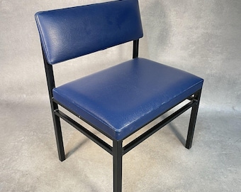 Vintage MINDON Wide Waiting Room Chair Blue Vinyl Dunlopreme Industrial