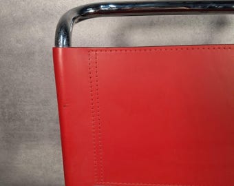 Mies Van Der Rohe MR10 Chair Vintage Chrome Red Leather Cantilever Bauhaus