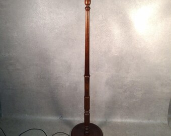 Vintage Wooden Standard Lamp Turned Wood Floor Standing Light Traditional Carved