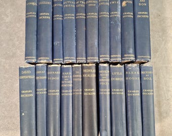 Charles Dickens Bookset 21 Volume Set Chapman & Hall Antique Books c1900 Prop
