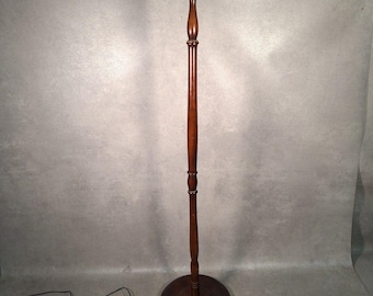 Vintage Wooden Standard Floor Lamp Turned Wood Traditional Dark Finish Light
