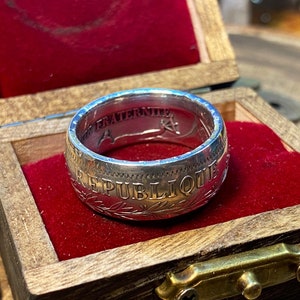 PREORDER Ring 10 Francs Hercules SILVER 900‰ homemade artisan French patriot currency oldcoins coinring old