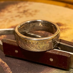 Anillo 100 francos Marie Curie 1984900‰ plata &quot;Talla 66&quot;