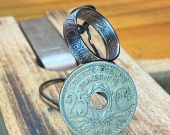 Old ring 25ct franc coin Lindauer ring oddities french corner liberty equality fraternity coinring french precommend