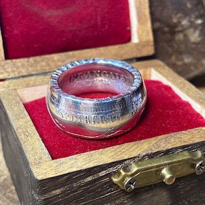 Ring 5 Francs Hercule 1973 SILVER 900‰ &quot;Size 63&quot; homemade french craftsman jeweler coin oldcoins old coinring