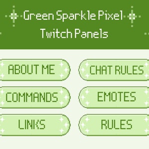Green Sparkle Pixel Twitch Panels - Set of 25