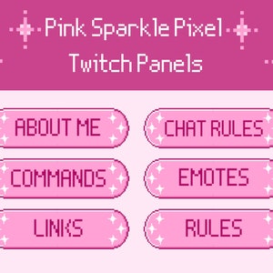 Pink Sparkle Pixel Twitch Panels - Set of 25