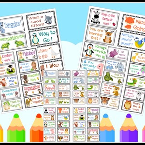 Pegatinas de animales imprimibles con mensajes para niños - 120 pegatinas en múltiples tamaños, PDF