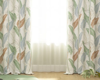Banana Leaves Pattern Curtains Bedroom, Blackout Curtains Living Room, Tropical Window Curtains Teen Boy Room, Botanical Curtains Green Leaf