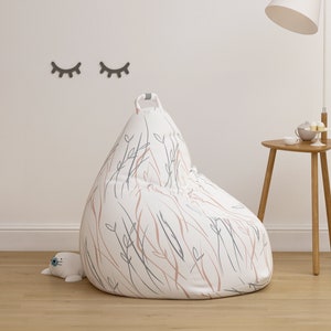 Pouf poire housse de chaise africaine hautes herbes hautes feuilles gris pêche safari pépinière neutre unisexe enfants ados chambre coton bibliothèque préscolaire