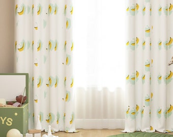 Funny Window Curtains Nursery Banana Pattern Curtains Kids Room Blackout Curtains Toddler Girl Boy Bedroom Tropical Safari Themed Decor