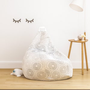 Bean Bag Chair Cover Mushrooms Forest Woodland Wild Nature Nursery Baby Girl Boy Unisex Bedroom Kids Room Natural Fabric Cotton Playroom