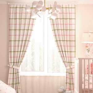 Curtains Farmhouse Cottage Country Styled Girl Bedroom Blackout for Nursery Kids Living Room Green Pink Stripes Pattern Customized