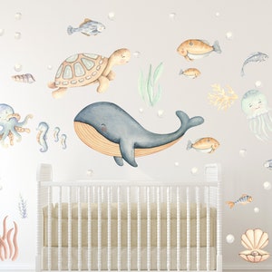 Ocean Wall Decal, Under the Sea Nursery Wall Decals, Nautical Wall Decor, BuBuRoom