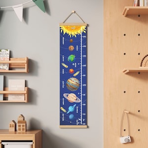 Hoogte Groeigrafiek Zonnestelsel Planeten Astronomie Melkwegstelsel Kosmisch Kinderen Canvas Uniseks Babykamer Jongen Meisje Kamer cm inches Kleuterschool