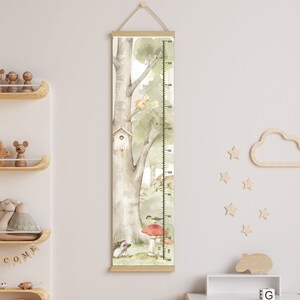 Messlatte für das Wachstum, Wald Bilderbuch Märchen Aquarell Kinder Leinwand Unisex Kinderzimmer Jungen Mädchen Zimmer cm Zoll Vorschule