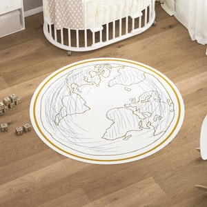 Tapis, carte, planète, gratter, globe, galaxie, bébé, bambin, adolescent, garçon, unisexe, chambre, coton, tissu, chambre enfant, antidérapant, rond, tapis