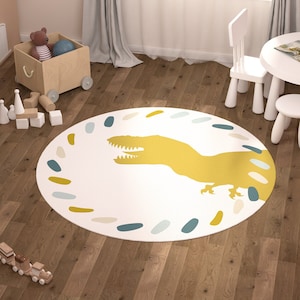 Tappeto T Rex per bambini Tappeto antiscivolo per neonati Asilo nido Dinosauro Tappeto rotondo per pavimento Camera da letto per bambini piccoli Jurassic World Tappetino da gioco per bambini