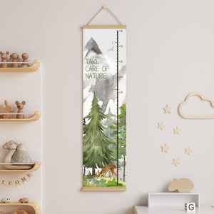 Hoogte Groeigrafiek Bos Bos Ecologie Eco Verhalenboek Sprookje Aquarel Kinderen Canvas Unisex Kinderkamer Jongen Meisje Kamer cm inch