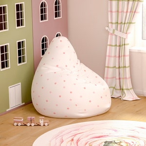 Polka Dots Bean Bag Cover Kids, Little Girl Bedroom Bean Bag Chair Cover,  Toddler Nursery Decoration, Living Room Pouf Cover Office Studio