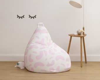 Pouf personnalisé housse de chaise pépinière abstrait rose blanc motif pouf housse de chaise enfants chambre ado fille chambre Pouf couverture tissu naturel