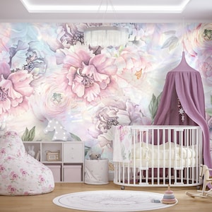 Pink and purple baby room on sale