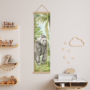 Aquarell Gorilla Messlatte Kinder Messlatte Lineal Baby Jungen Schlafzimmer Safari Tier Kinderzimmer Dekoration Unisex Kleinkind Schlafzimmer Geschenk Mädchen