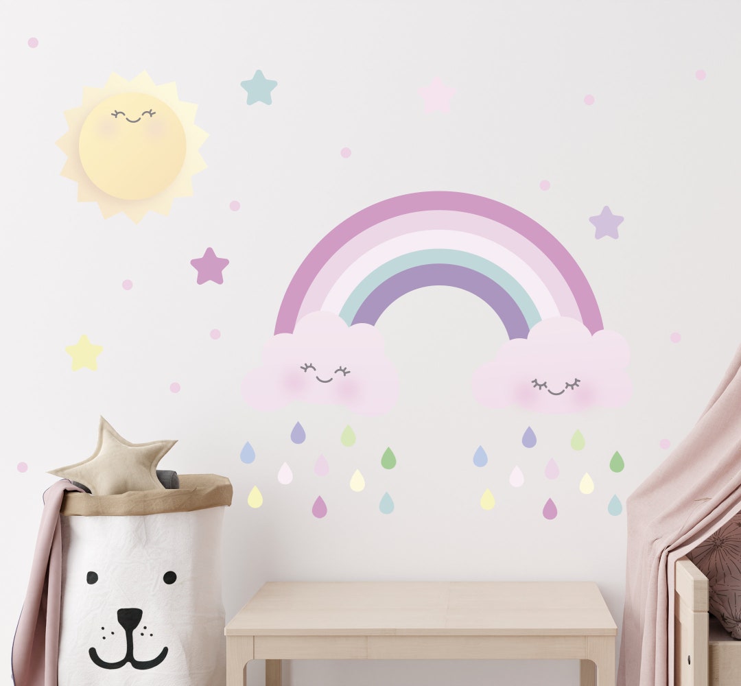 Watercolor Rainbow Wall Decal Set, Pastel Nursery Decor - Etsy