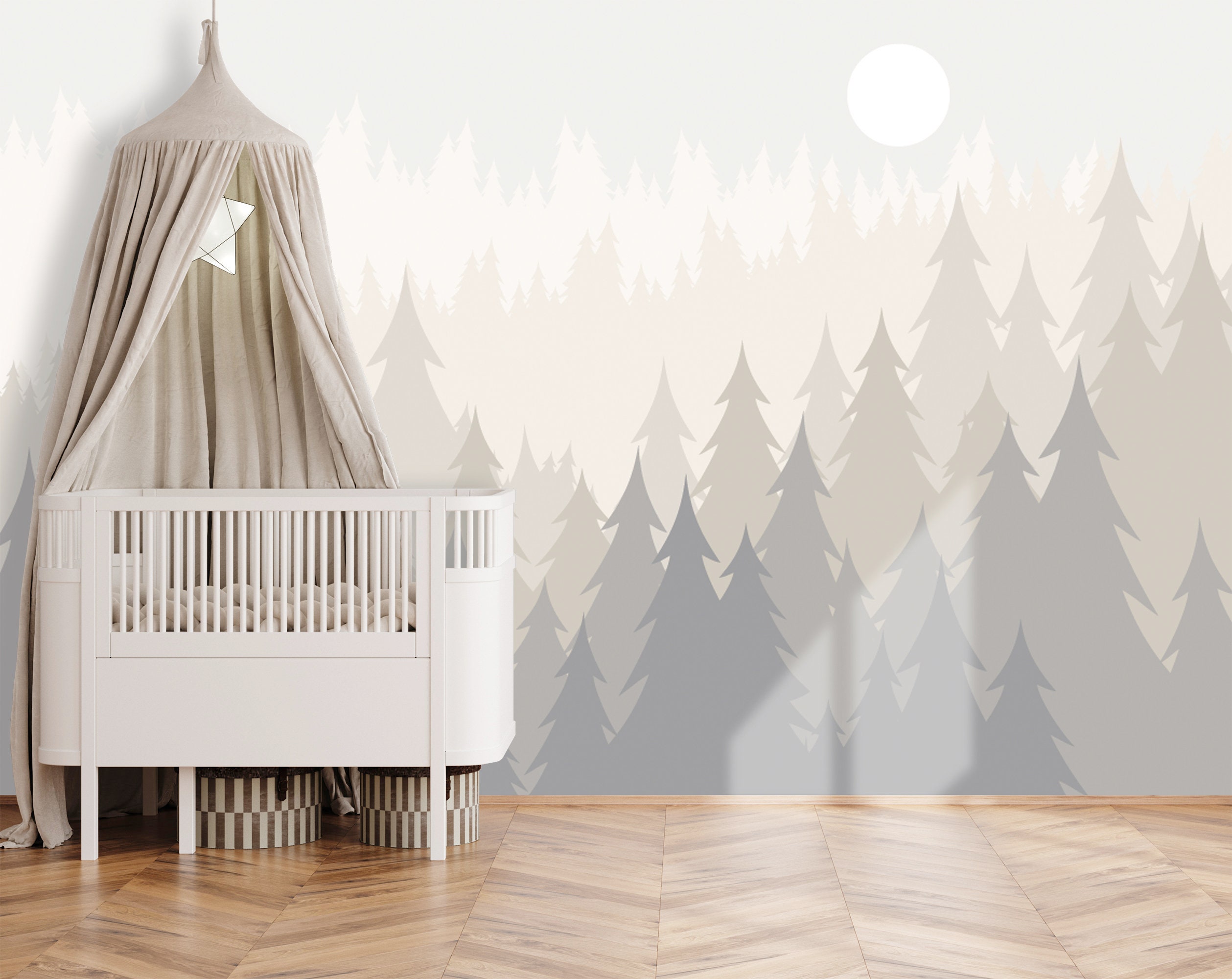 Pine Tree Forest Wallpaper Peel and Stick Wood Wall Mural - Etsy