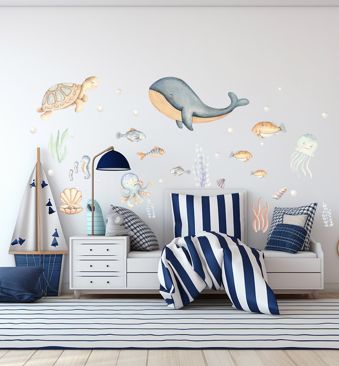 Wall Decals Ocean Animals Stickers for Kids Room Boy Girl Nursery ...