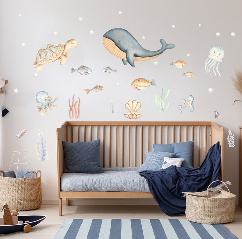 Ocean Wall Decal Under the Sea Nursery Wall Decals Nautical Etsy