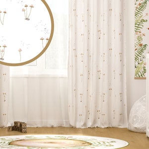 Curtains with Mushrooms Forest Woodland Boho Pastel Botanical Baby Girl Boy Unisex Nursery Cotton Blackout Toddler Bedroom Kids Room