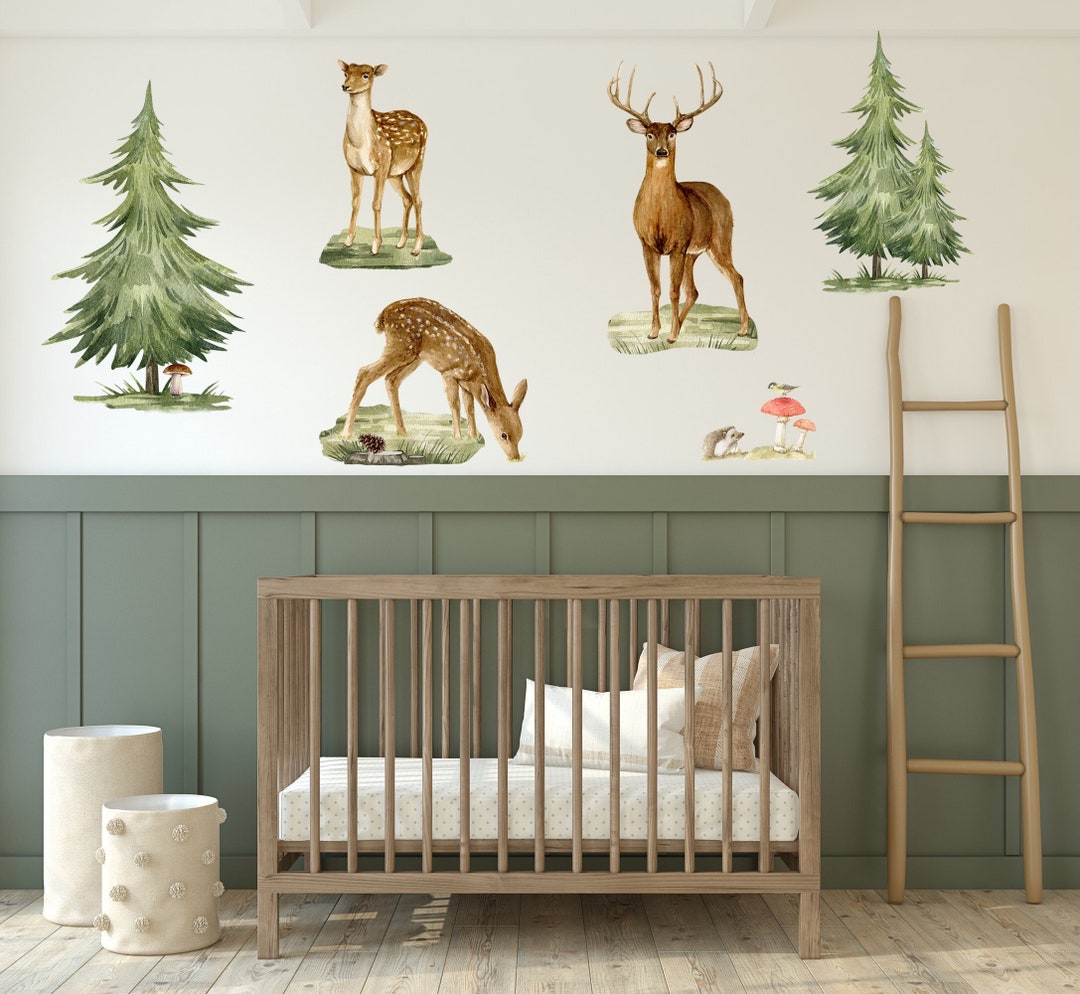 Watercolor Forest Animal Wall Decals: PVC Free Nursery Decor - Etsy