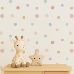 Colorful Dotted Pastel Wallpaper Roll, Dots Pattern Wall Paper Watercolor DIY Nursery, Polka Dot Wallpaper Peel & Stick Kids Bedroom