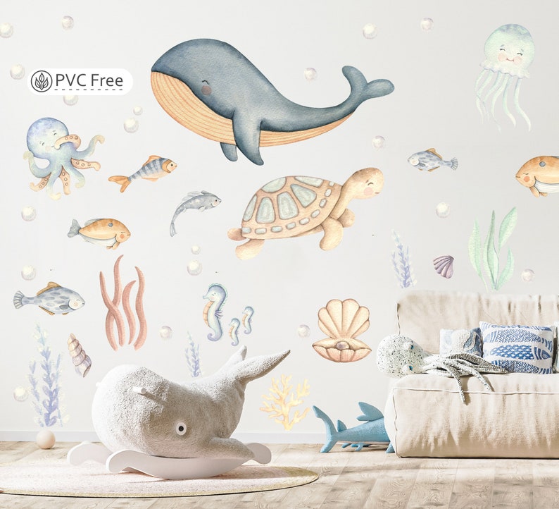 Ocean Wall Decal Under the Sea Nursery Wall Decals Nautical Etsy