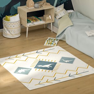 Tappeto per cameretta dei bambini con dinosauri, tappeto per pavimento per cameretta dei bambini, tappeto per sala giochi per bambini, arredamento per camera da letto per bambini giurassici, tappeto antiscivolo per bambini piccoli, tappeto T Rex
