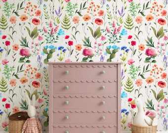 Wildflower Wallpaper for Girl Room Decor, Floral Nursery Wallpaper Peel and Stick, Baby Girl Flower Wallpaper Girls Bedroom Wall Decor