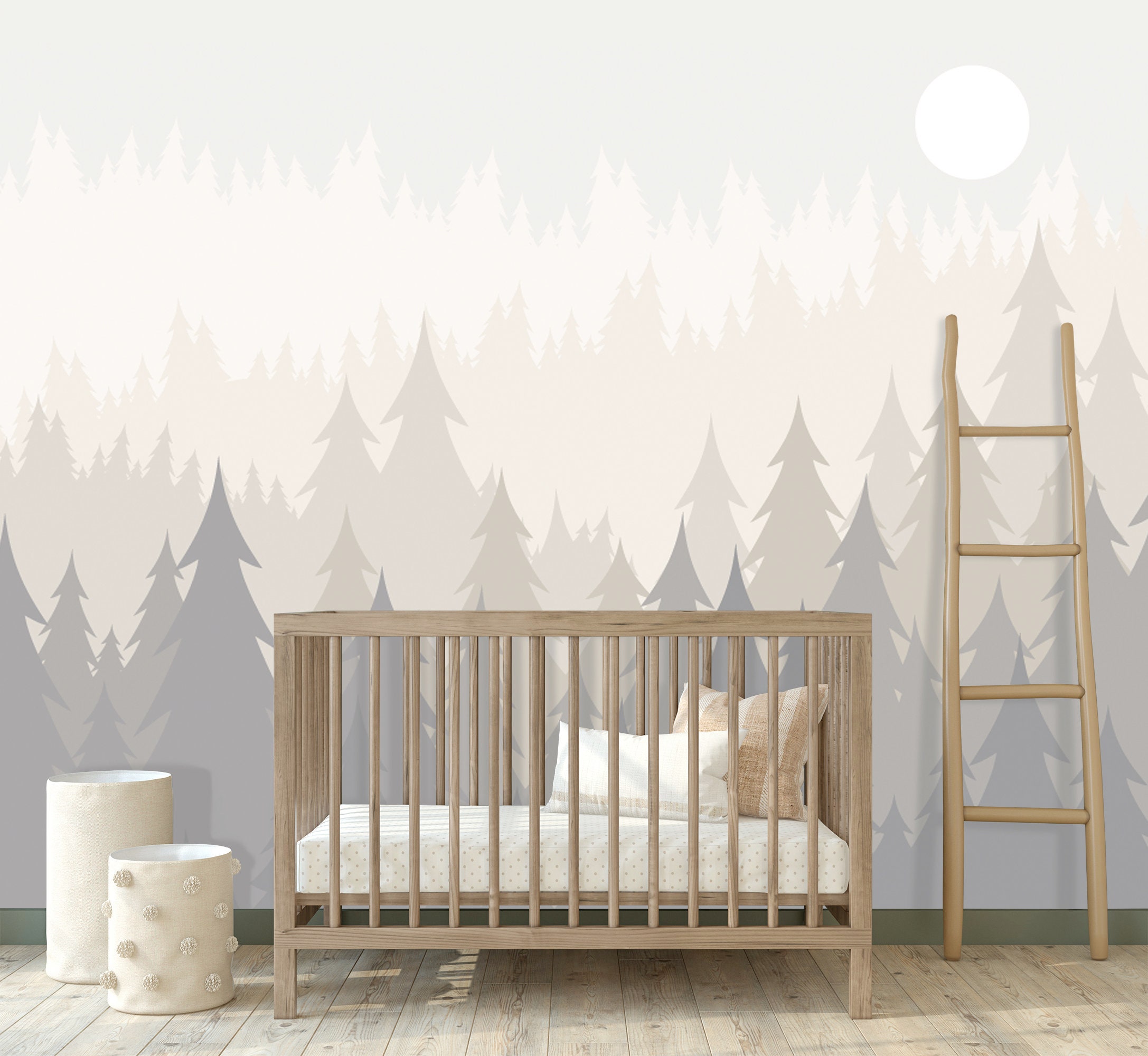 Pine Tree Forest Wallpaper Peel and Stick Wood Wall Mural - Etsy