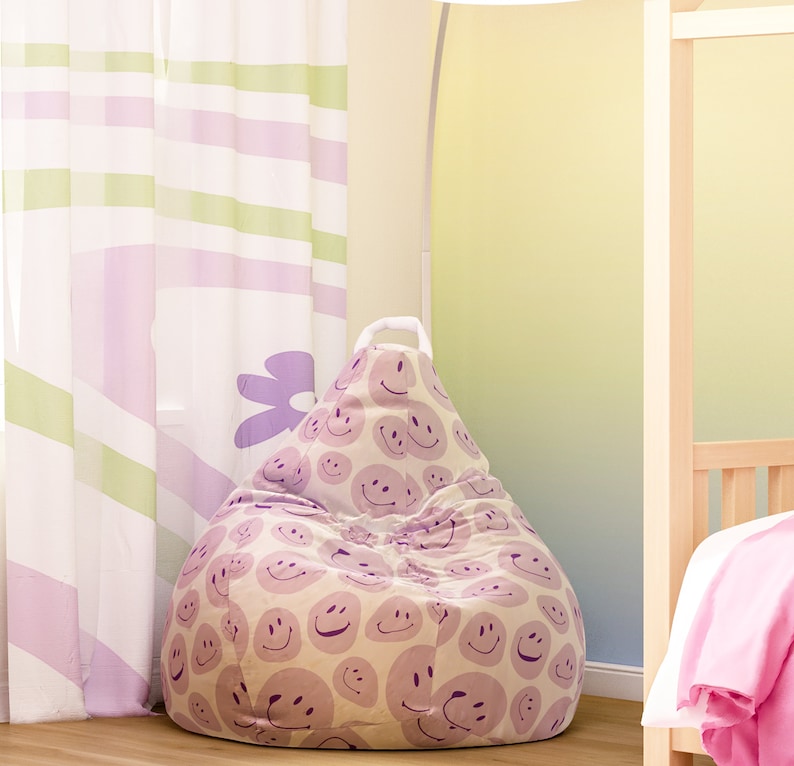 Light Purple Violet Smile Emoji Bean Bag Chair Cover Little Etsy