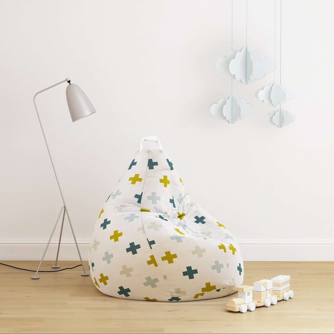 Bean Bag Chair Pouf Cover for Kids Nursery Room Playroom Bedroom