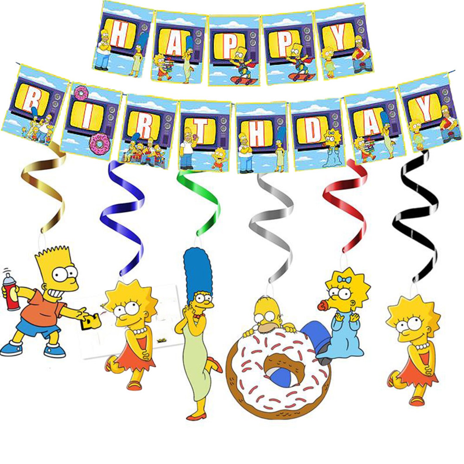 Happy Birthday SIMPSON Cake Topper Balloon Decoration Supplies Etsy