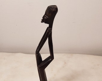 Vintage hand-carved African wooden figurine, sculpture, statue, wood art, African folk art, decorative