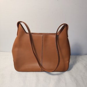 Talbots Genuine Leather Shoulder Bag: Elegant Tan Purse
