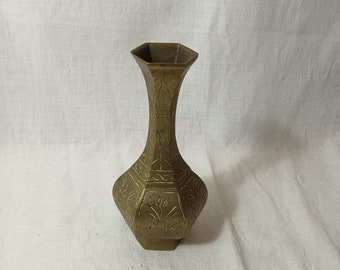 7,5 "Vintage chinesische Export Messingvase, gravierte "CHINA" Markierung, Sammlerstück, Innendekoration, Geschenk