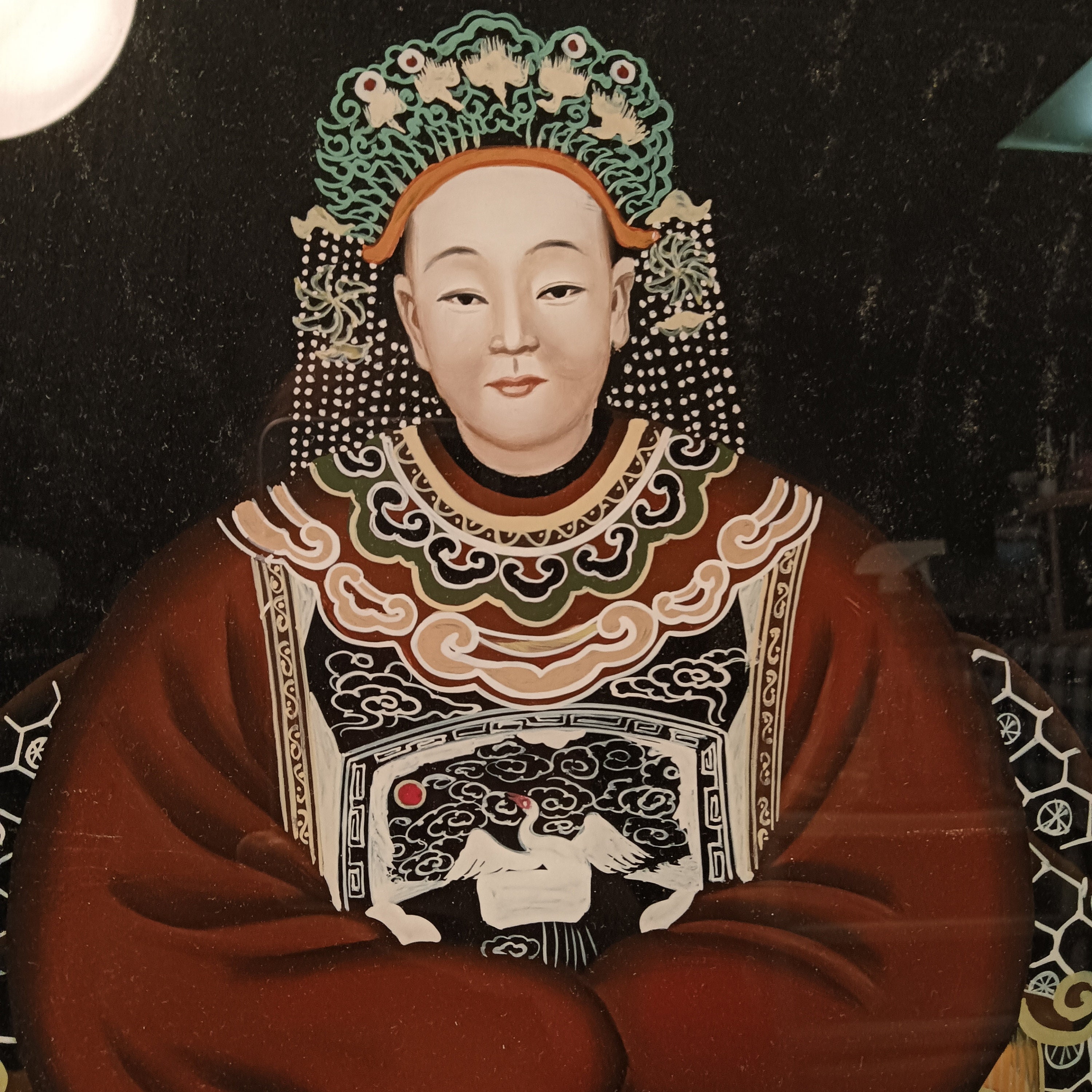 アンティー調/ 女性の肖像画が描かれたガラス製飾り皿 アンティー調/ 女性の肖像画が描かれたガラス製飾り皿