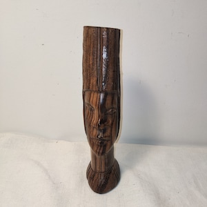 Vintage Hand-Carved Solid Wooden Male Bust Statue: Unique Collectible Figurine Art Decor & Gift Idea