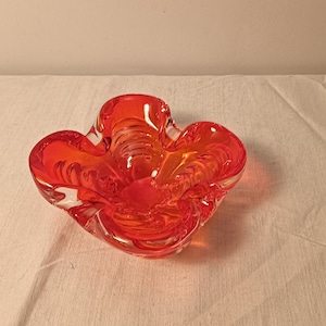 Vintage Orange Glass Bowl-Ashtray for Home Decoration  and Gift Use
