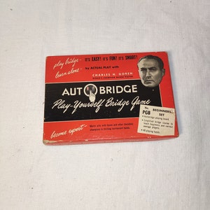 Vintage 1950s Autobridge Play Yourself Bridge Game Set by Charles H. Goren - Beginner&#39;s Edition